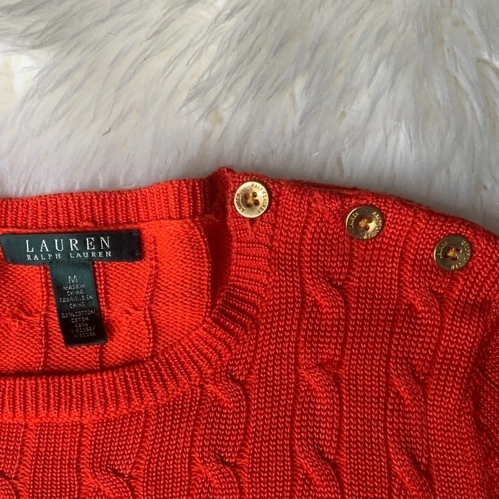 Lauren Ralph Lauren RedLs Sweater Shoulder Buttons